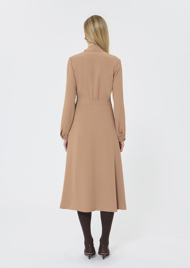 Rosalie Dress beige crepe Nut brown TARA JARMON UK