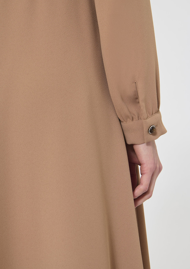 Rosalie Dress beige crepe Nut brown TARA JARMON UK