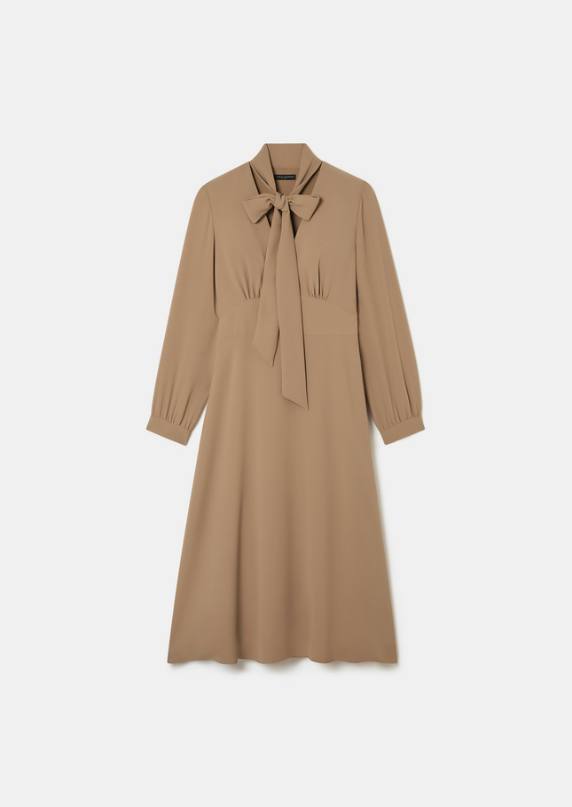 Rosalie Dress beige crepe Nut brown TARA JARMON UK