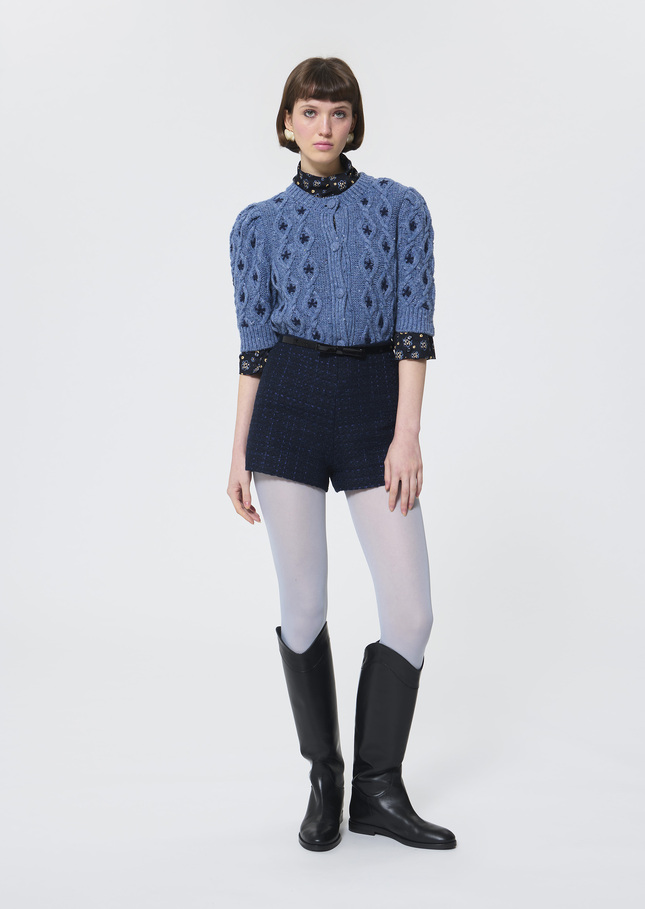 Sam shorts midnight blue iridescent tweed Night TARA JARMON UK