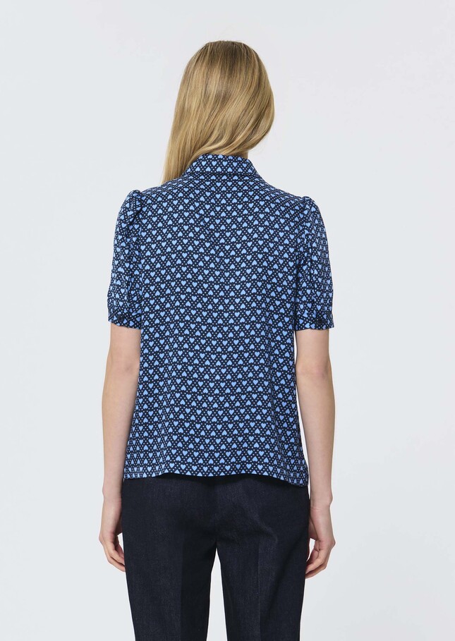 Tonino top midnight blue with mini heart print Night TARA JARMON UK