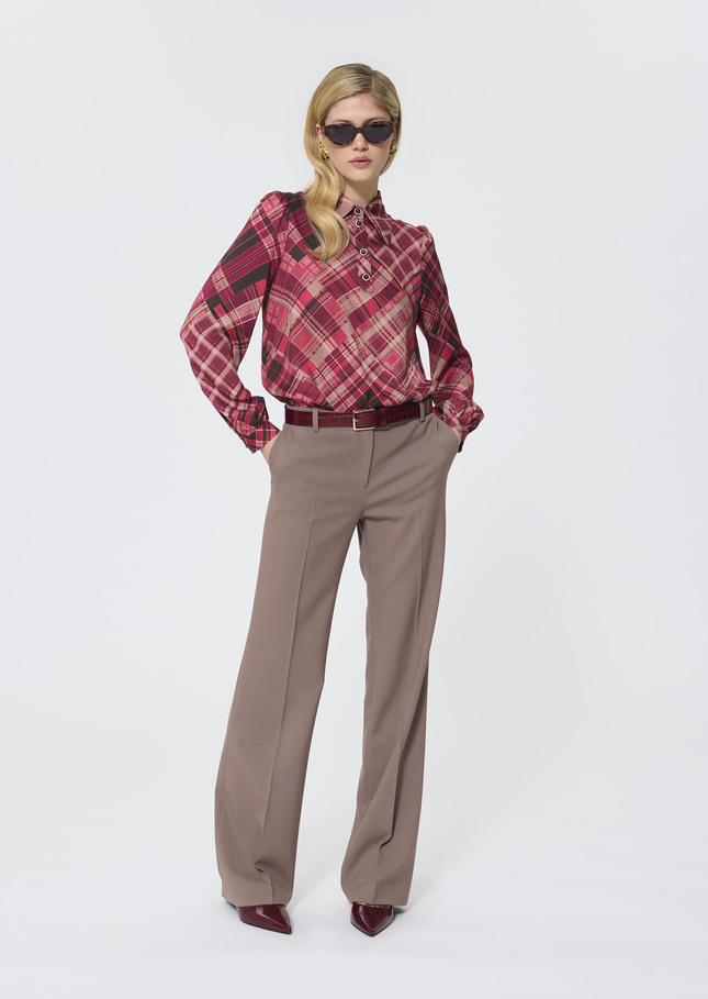 Tonio top pink plaid print Raspberry TARA JARMON UK