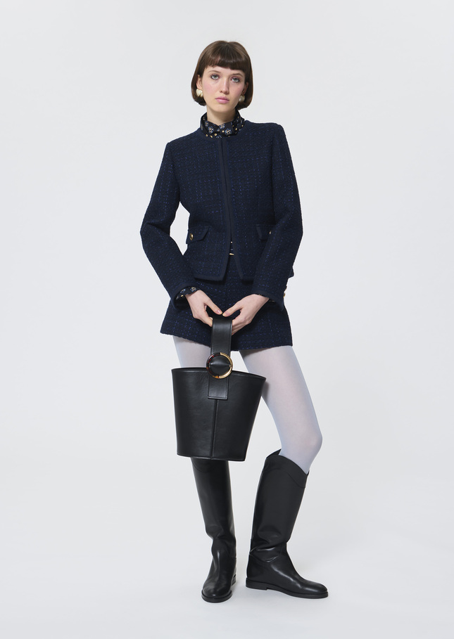 Velvet Jacket midnight blue iridescent tweed Night TARA JARMON UK
