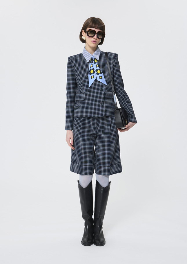 Vermeil Jacket navy blue with small checks Night TARA JARMON UK