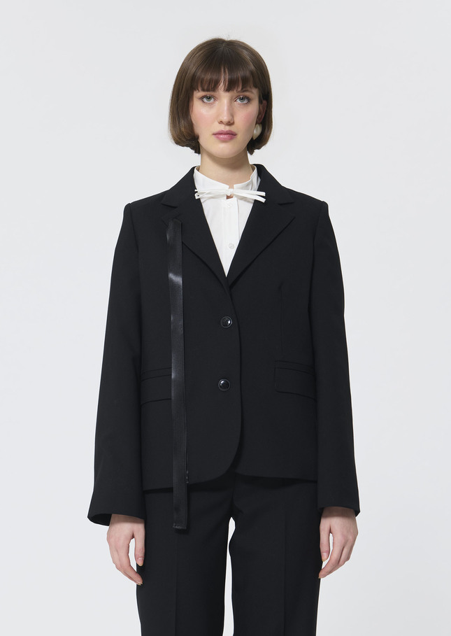 Vincent jacket black cold wool Black TARA JARMON UK