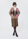 Gloria Vest beige jacquard pattern in merino wool Taupe color TARA JARMON UK