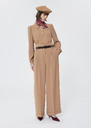 Pia Pants beige crepe Nut brown TARA JARMON UK