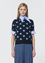 Polla sweater midnight blue jacquard hearts Night TARA JARMON UK