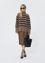 Pacome Sweater beige with black stripes in wool Taupe color TARA JARMON UK
