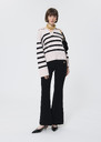 Paola sweater ecru with black stripes in wool Off-white TARA JARMON UK