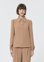 Tonio top beige crepe Nut brown TARA JARMON UK