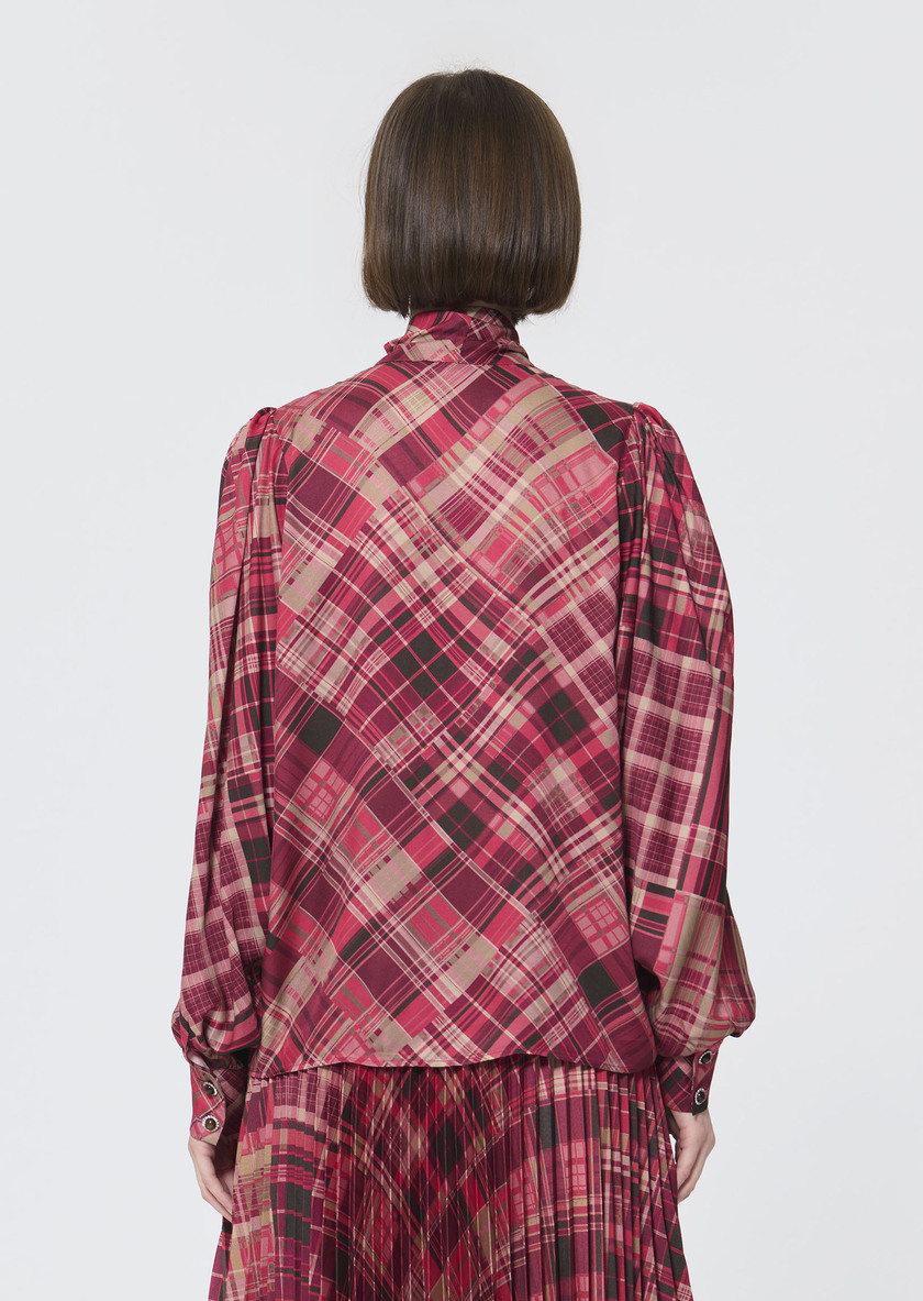 Candya shirt pink plaid print Raspberry TARA JARMON UK