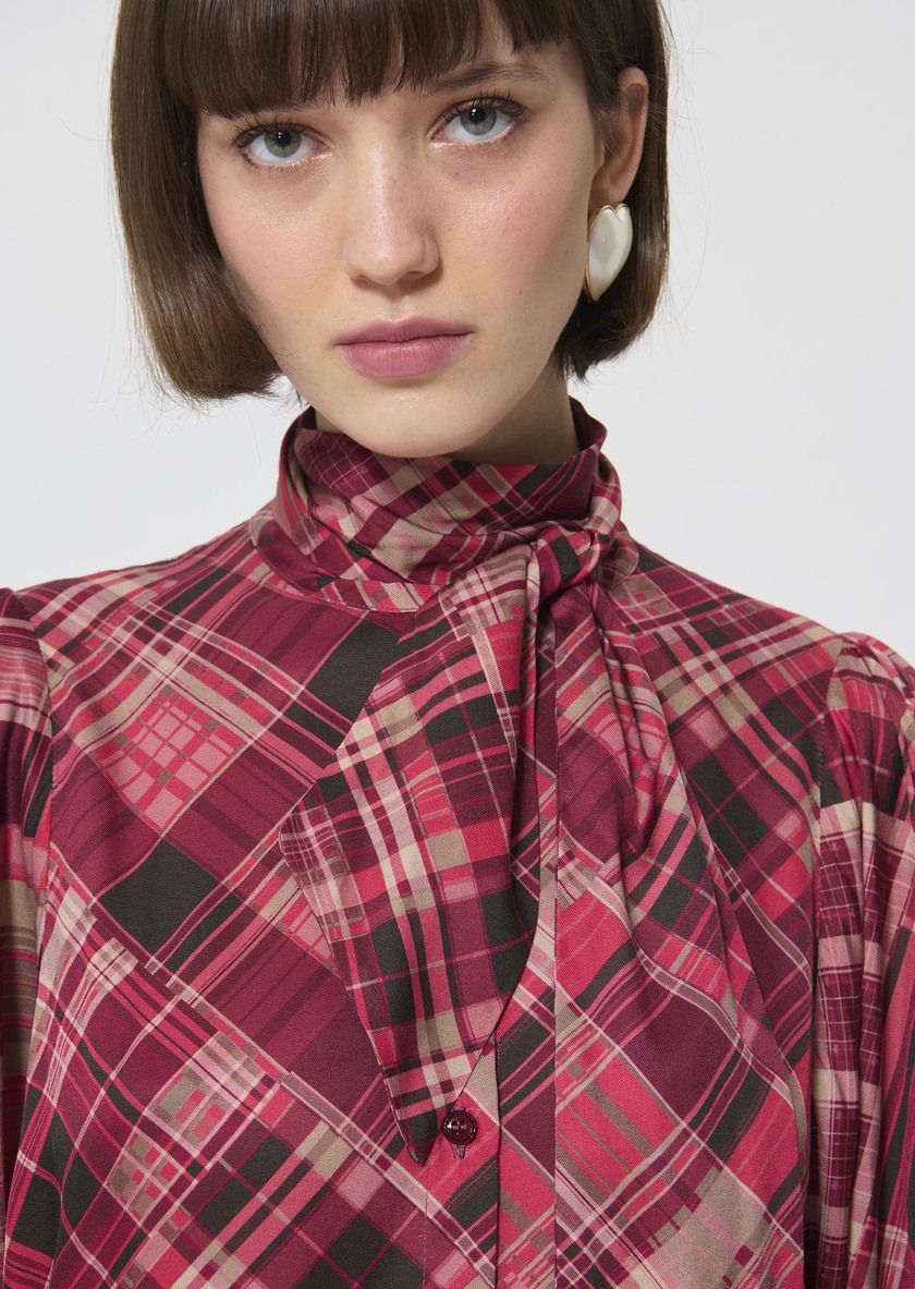 Candya shirt pink plaid print Raspberry TARA JARMON UK