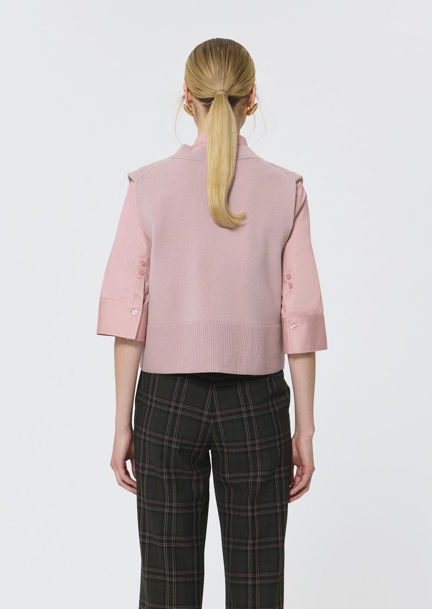 Gilles vest pale pink wool and alpaca Blush TARA JARMON UK