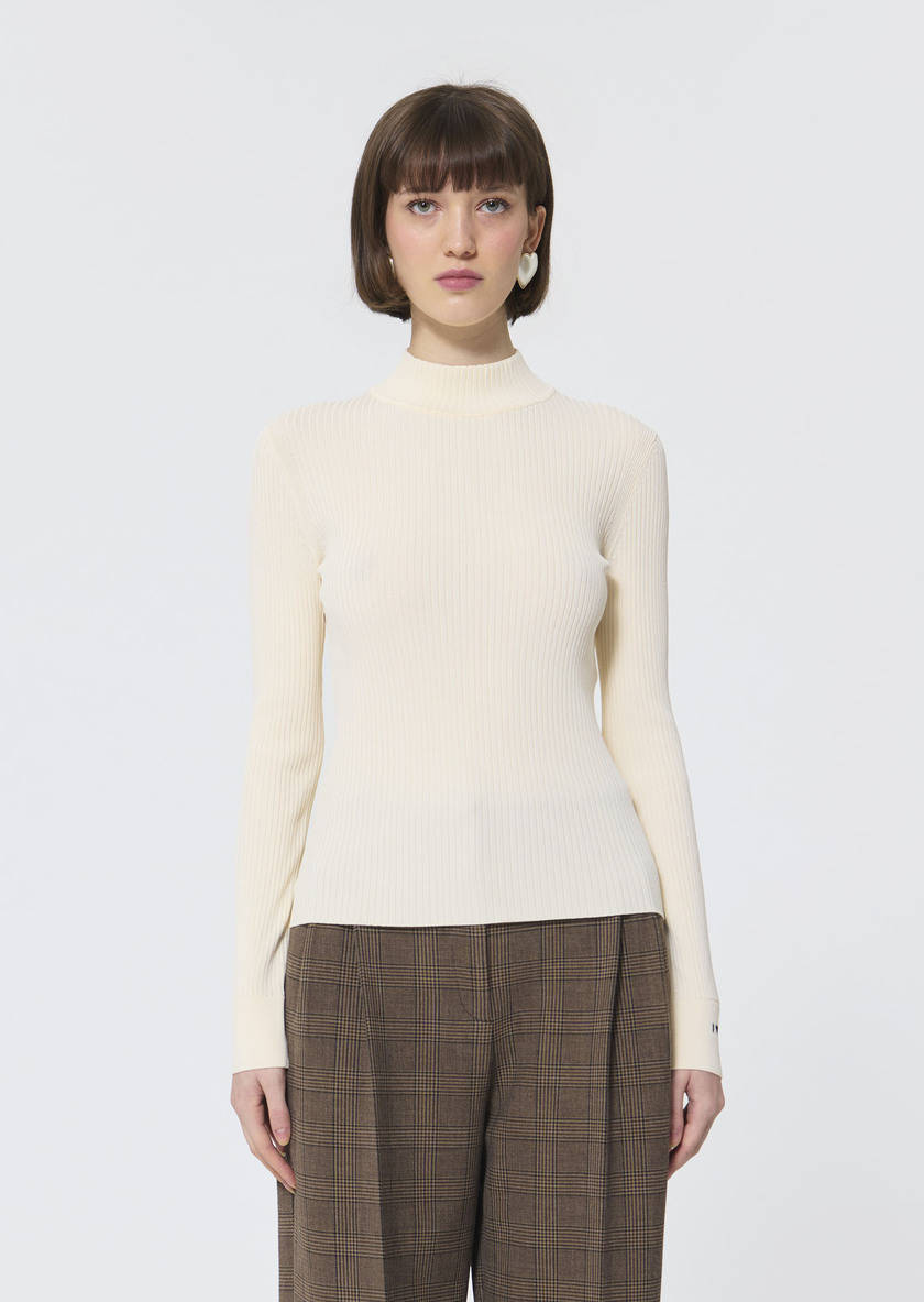 Prudie sweater ecru in extra-fine ribbed knit Off-white TARA JARMON UK