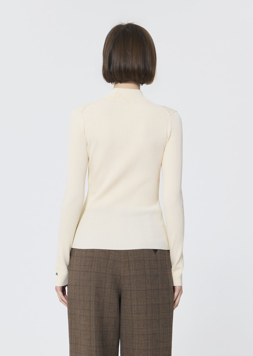 Prudie sweater ecru in extra-fine ribbed knit Off-white TARA JARMON UK