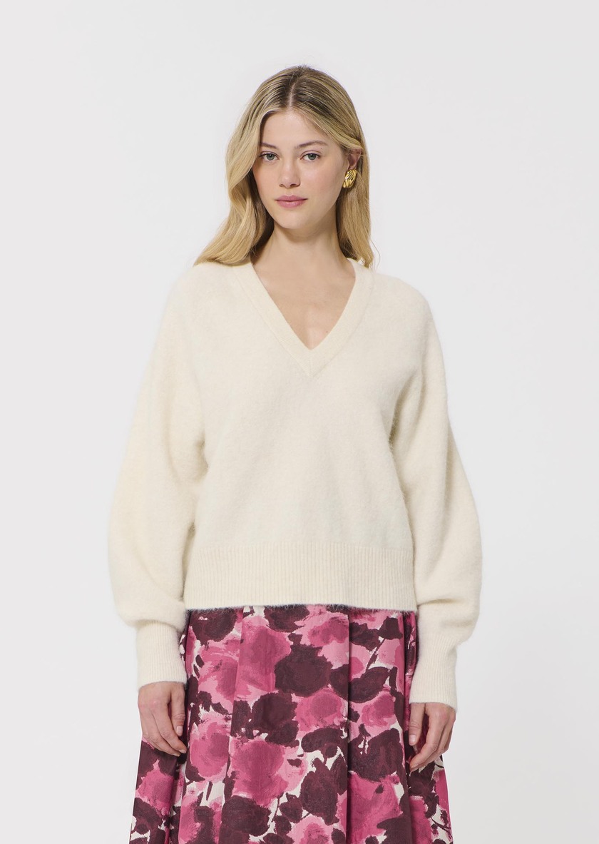 Paz sweater ecru in wool and alpaca Off-white TARA JARMON UK