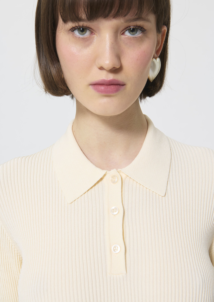 Priscilla Sweater ecru in extra-fine ribbed knit Off-white TARA JARMON UK