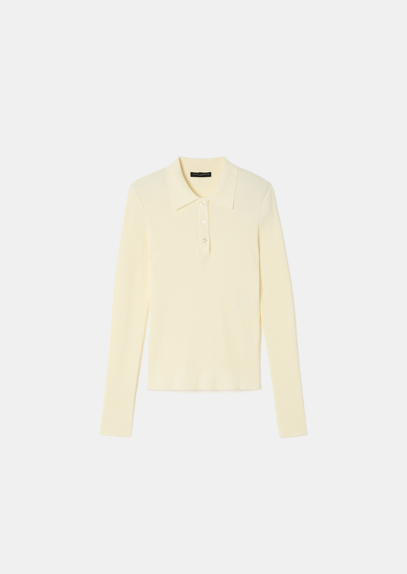Priscilla Sweater ecru in extra-fine ribbed knit Off-white TARA JARMON UK