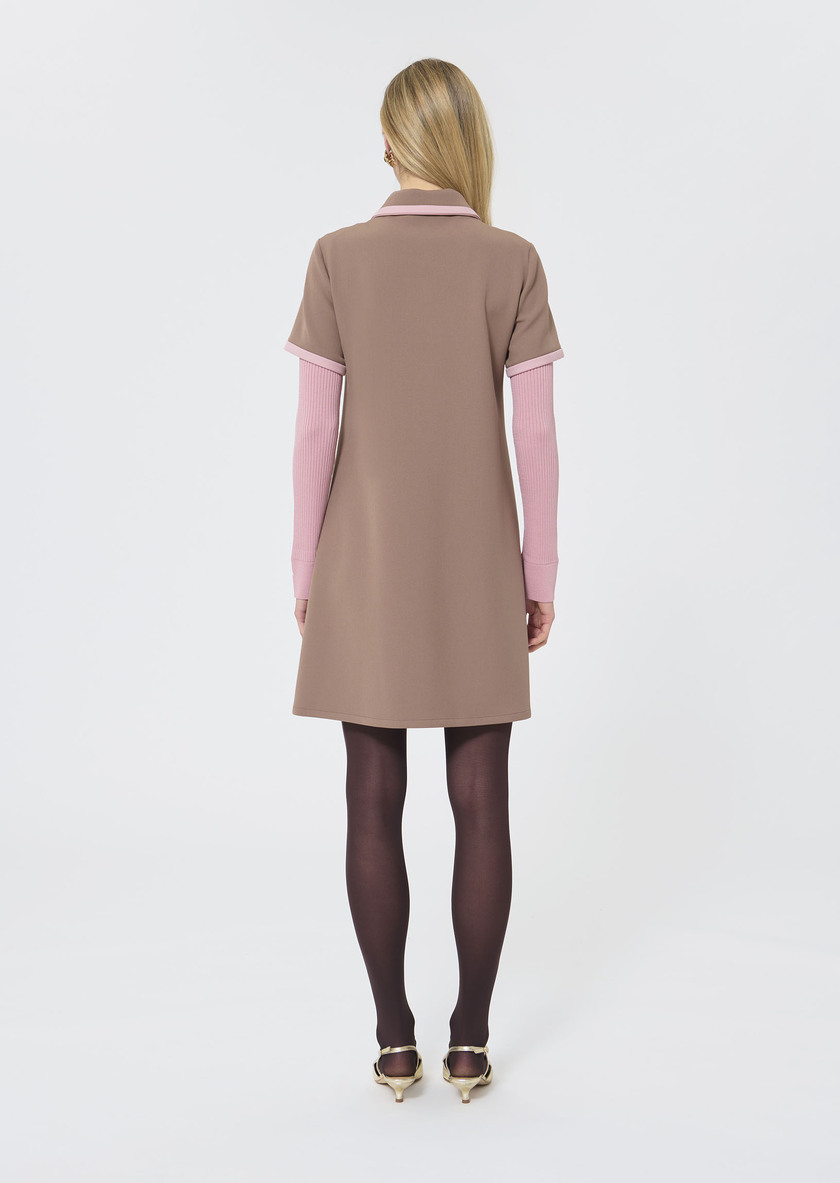 Rubina Dress beige double canvas Taupe color TARA JARMON UK