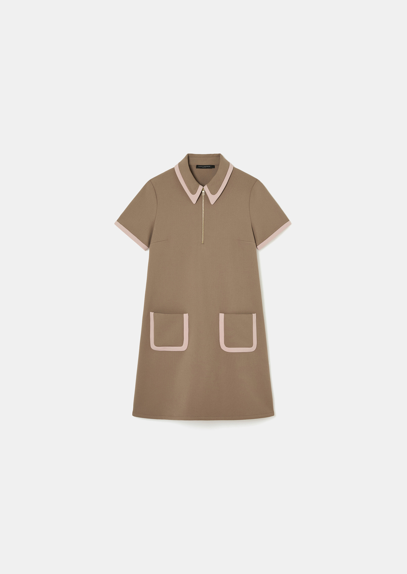 Rubina Dress beige double canvas Taupe color TARA JARMON UK