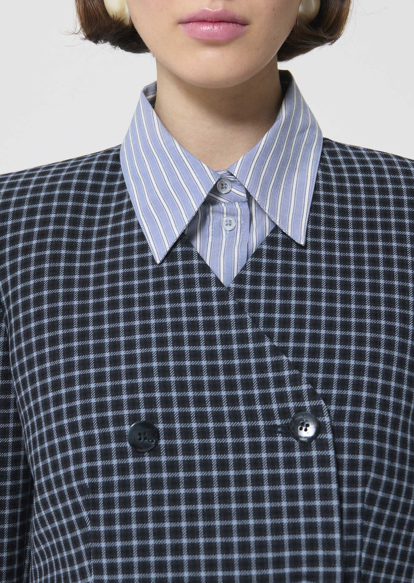 Vermeil Jacket navy blue with small checks Night TARA JARMON UK