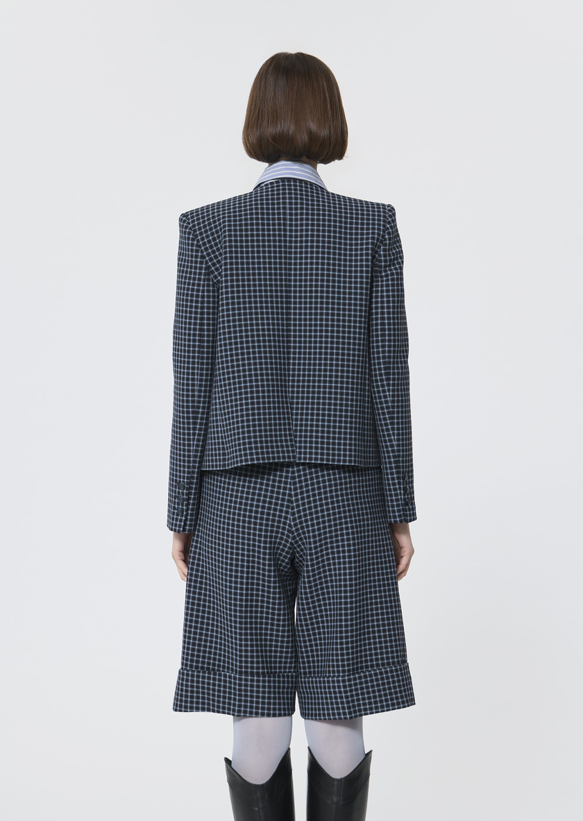 Vermeil Jacket navy blue with small checks Night TARA JARMON UK