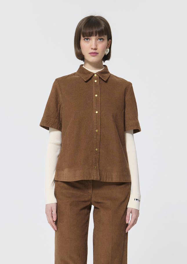 Camilia shirt beige corduroy Nut brown TARA JARMON UK