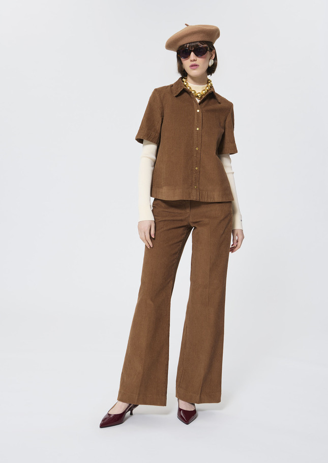 Camilia shirt beige corduroy Nut brown TARA JARMON UK