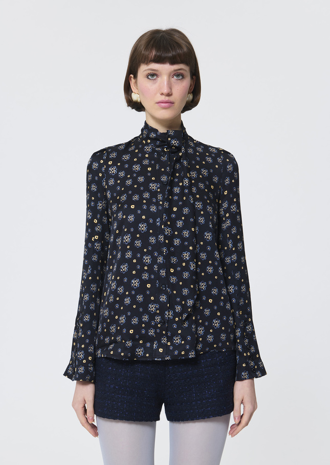 Colette shirt midnight blue floral print Night TARA JARMON UK