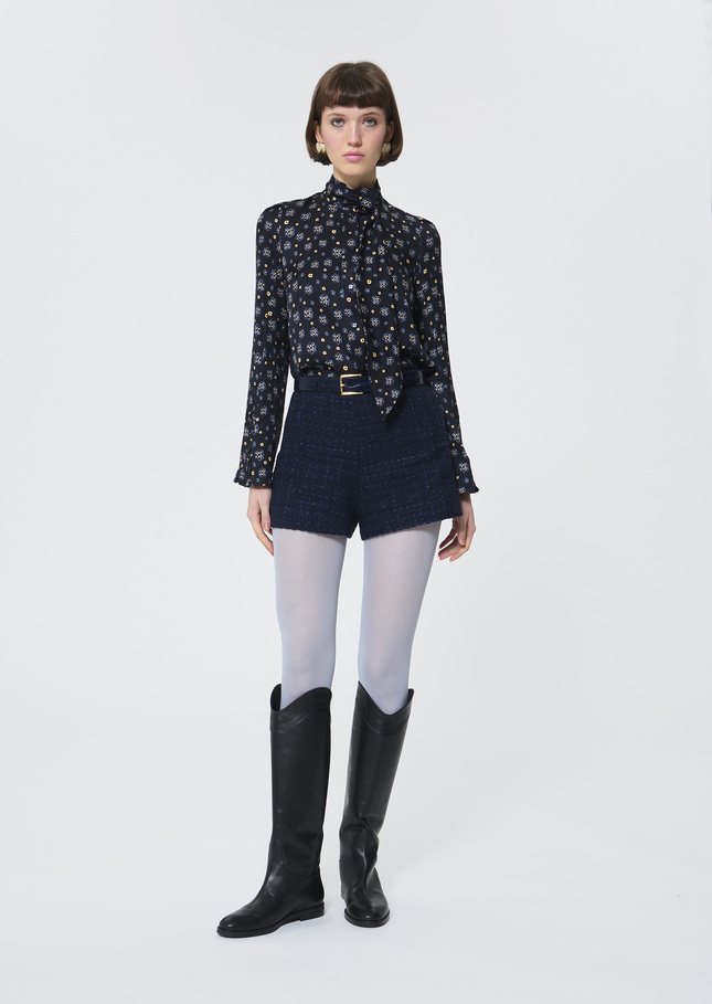 Colette shirt midnight blue floral print Night TARA JARMON UK