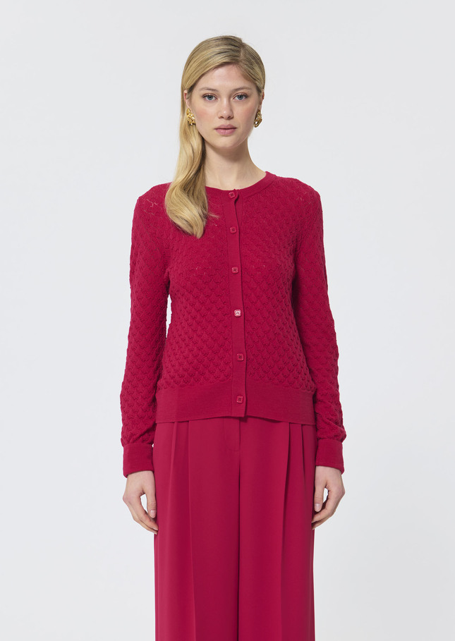 Gerty vest red merino wool Garnet TARA JARMON UK