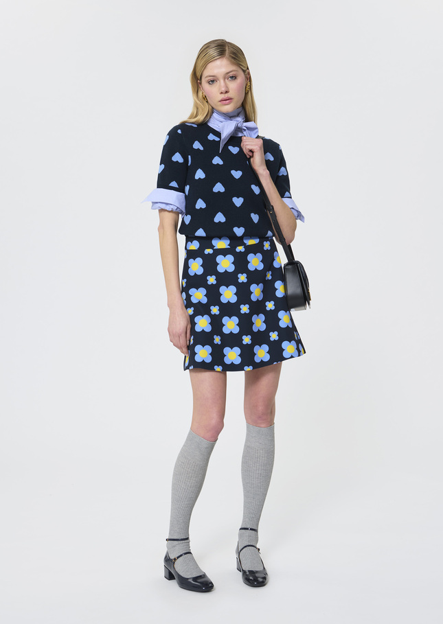 Jessy Skirt midnight blue floral print Night TARA JARMON UK