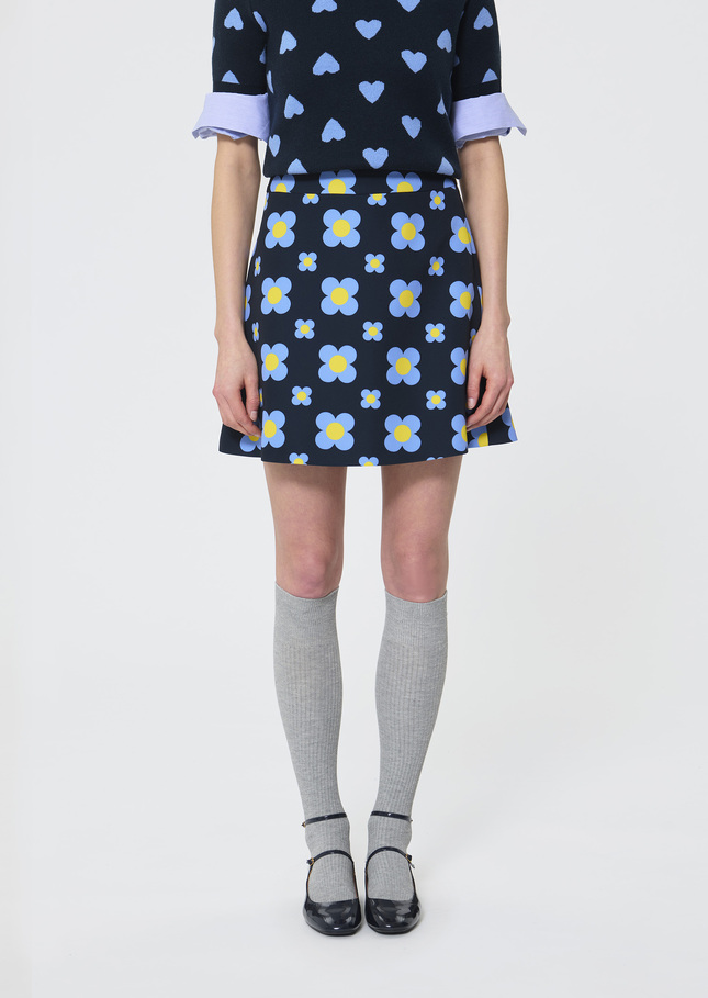 Jessy Skirt midnight blue floral print Night TARA JARMON UK