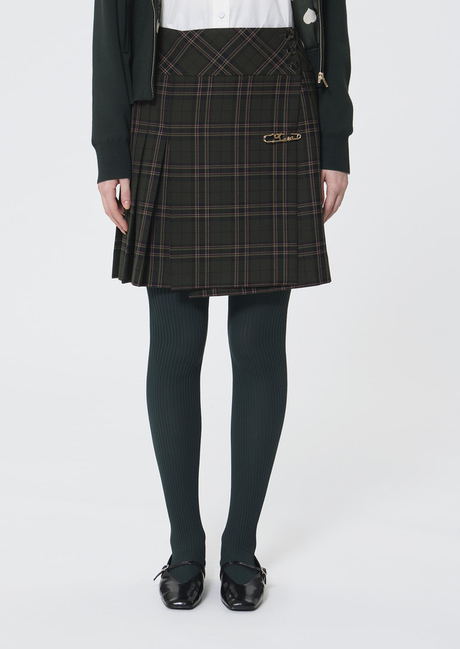 Jannie Skirt green checkered Vert anglais TARA JARMON UK