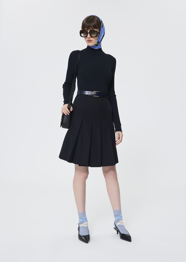 Jeanne skirt midnight blue in cold wool Night TARA JARMON UK