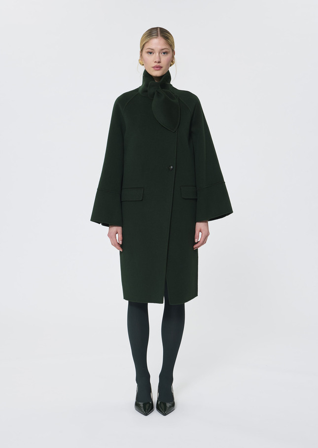 Mocca Coat double-sided wool green Vert anglais TARA JARMON UK