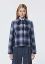 Manoel Coat midnight blue wool check Night TARA JARMON UK