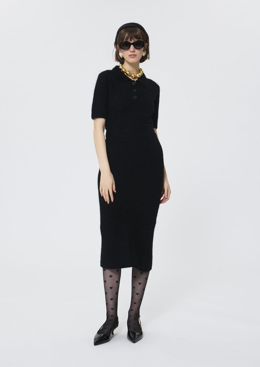 Janna skirt black brushed alpaca Black TARA JARMON UK