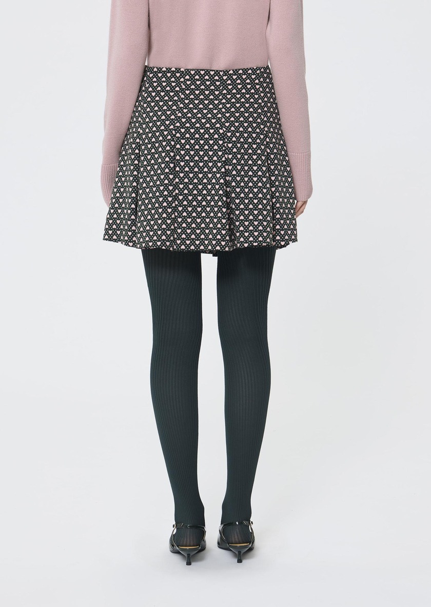 Justine Skirt green with small heart print Vert anglais TARA JARMON UK