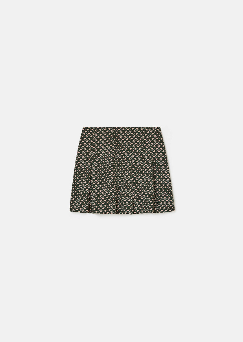 Justine Skirt green with small heart print Vert anglais TARA JARMON UK