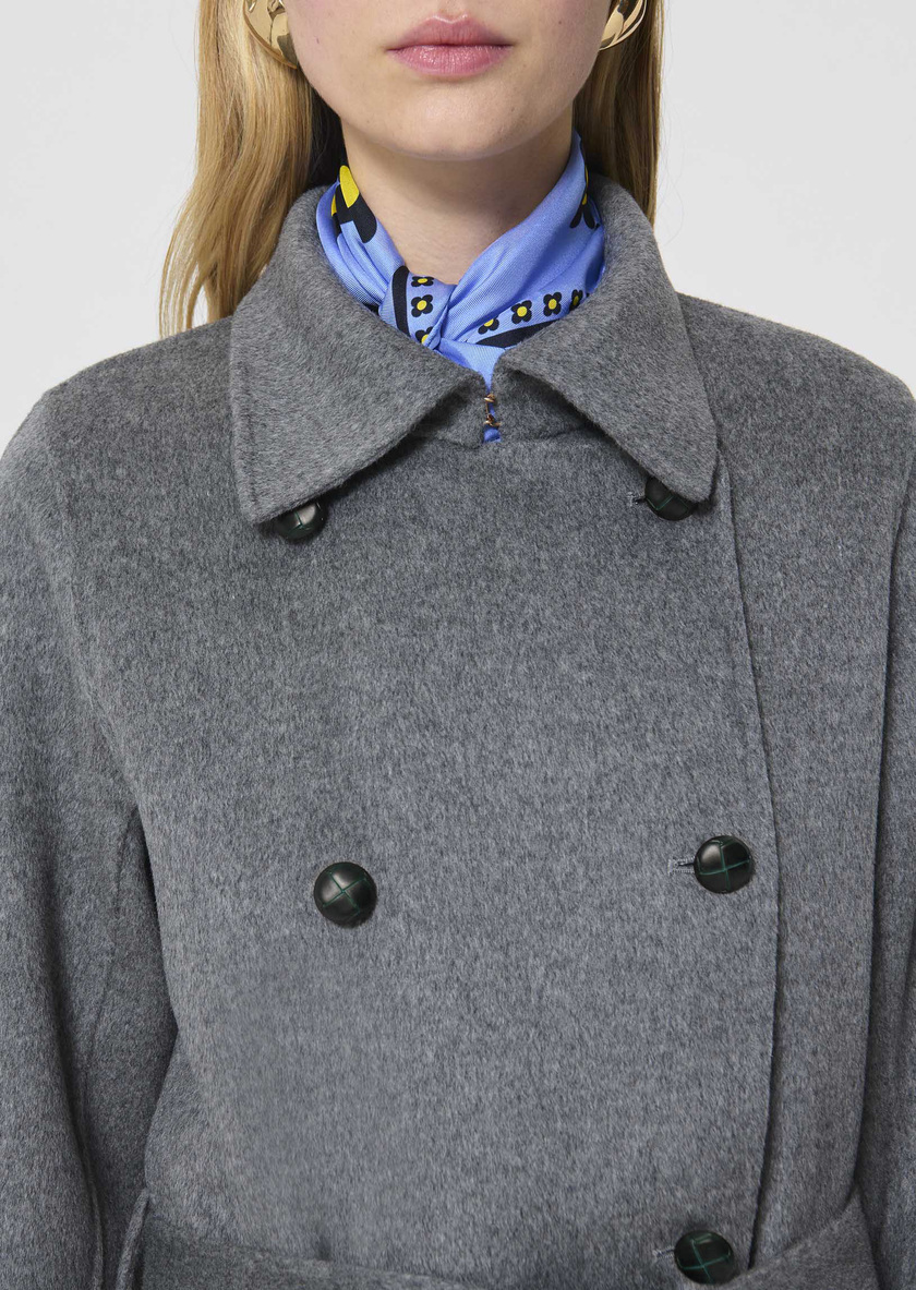 Martino Coat heather grey double-faced wool Gray grey TARA JARMON UK