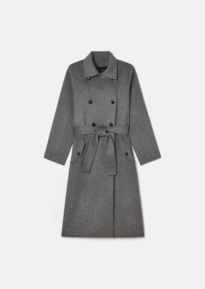 Martino Coat heather grey double-faced wool Gray grey TARA JARMON UK