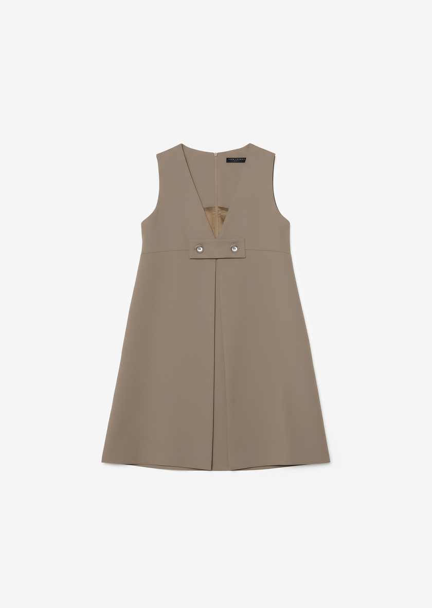Raphaelle Dress beige wool Taupe color TARA JARMON UK