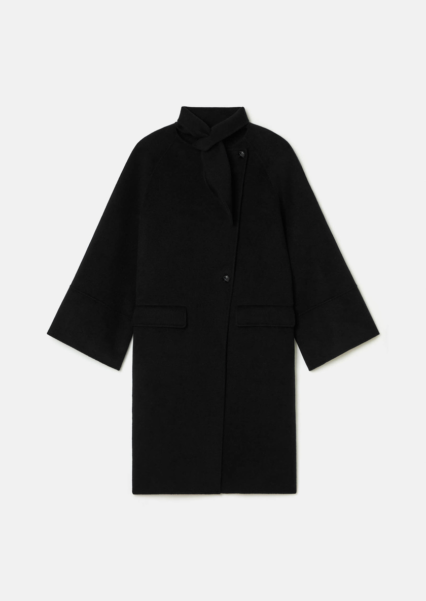 Mocca Coat black double-sided wool Black TARA JARMON UK