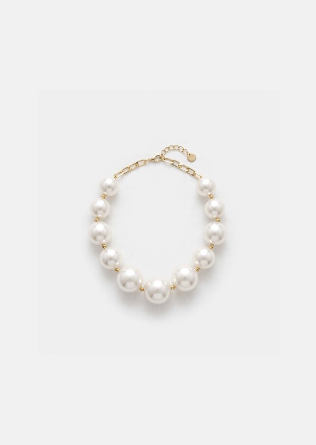 Belladonna Necklace ecru with large beads Off-white TARA JARMON UK