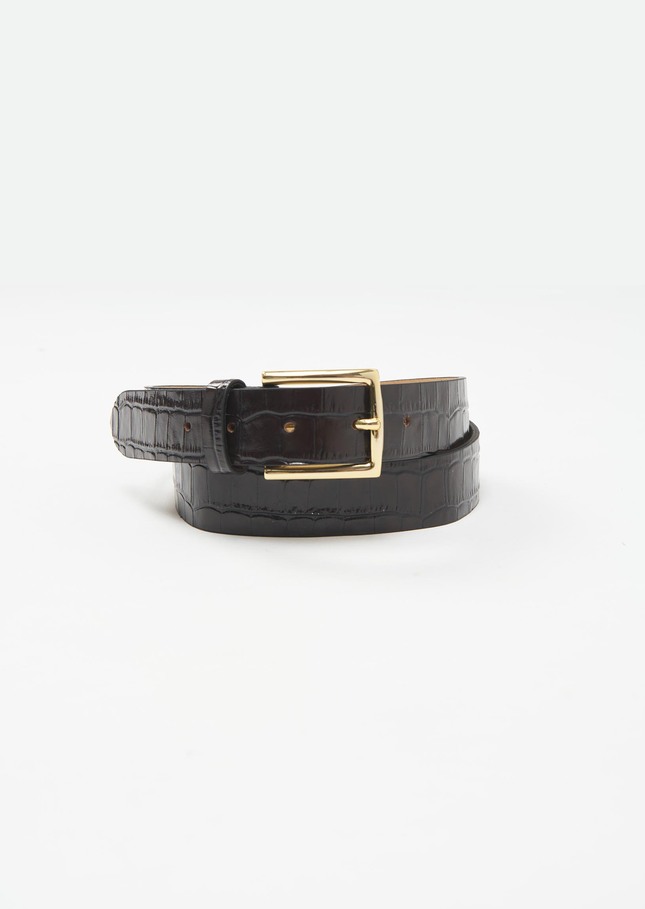 Léa Belt brown crocodile-embossed leather Chocolate TARA JARMON UK