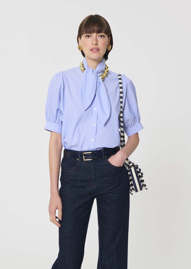 Candyce shirt blue with thin stripes Blue TARA JARMON UK