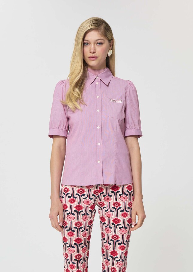 Celine shirt red with thin stripes Cerise TARA JARMON UK