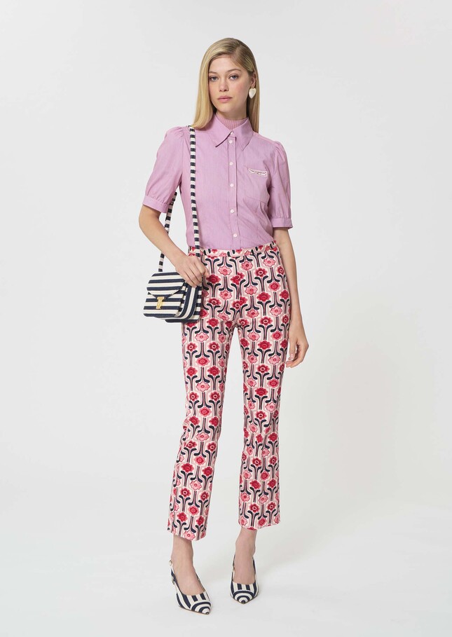 Celine shirt red with thin stripes Cerise TARA JARMON UK